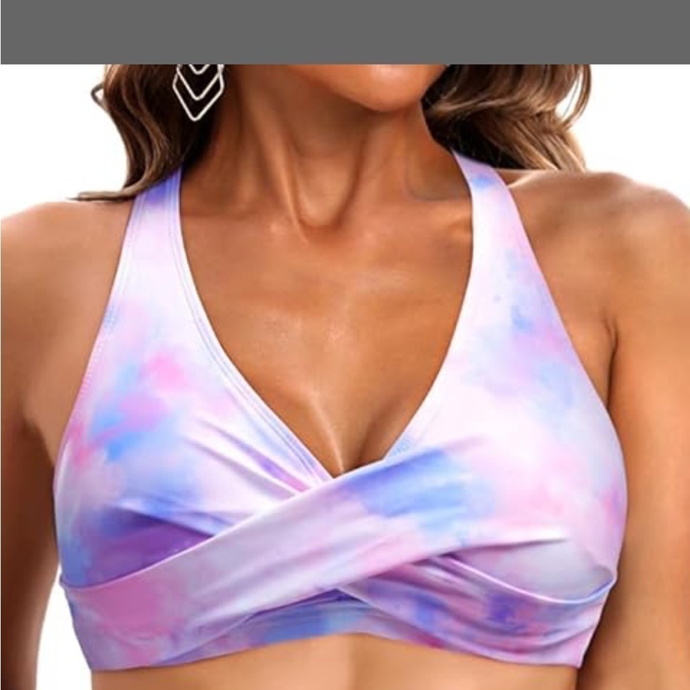 NWT tie-dye, pink/blue/purple double back closure by Holipick size L A12